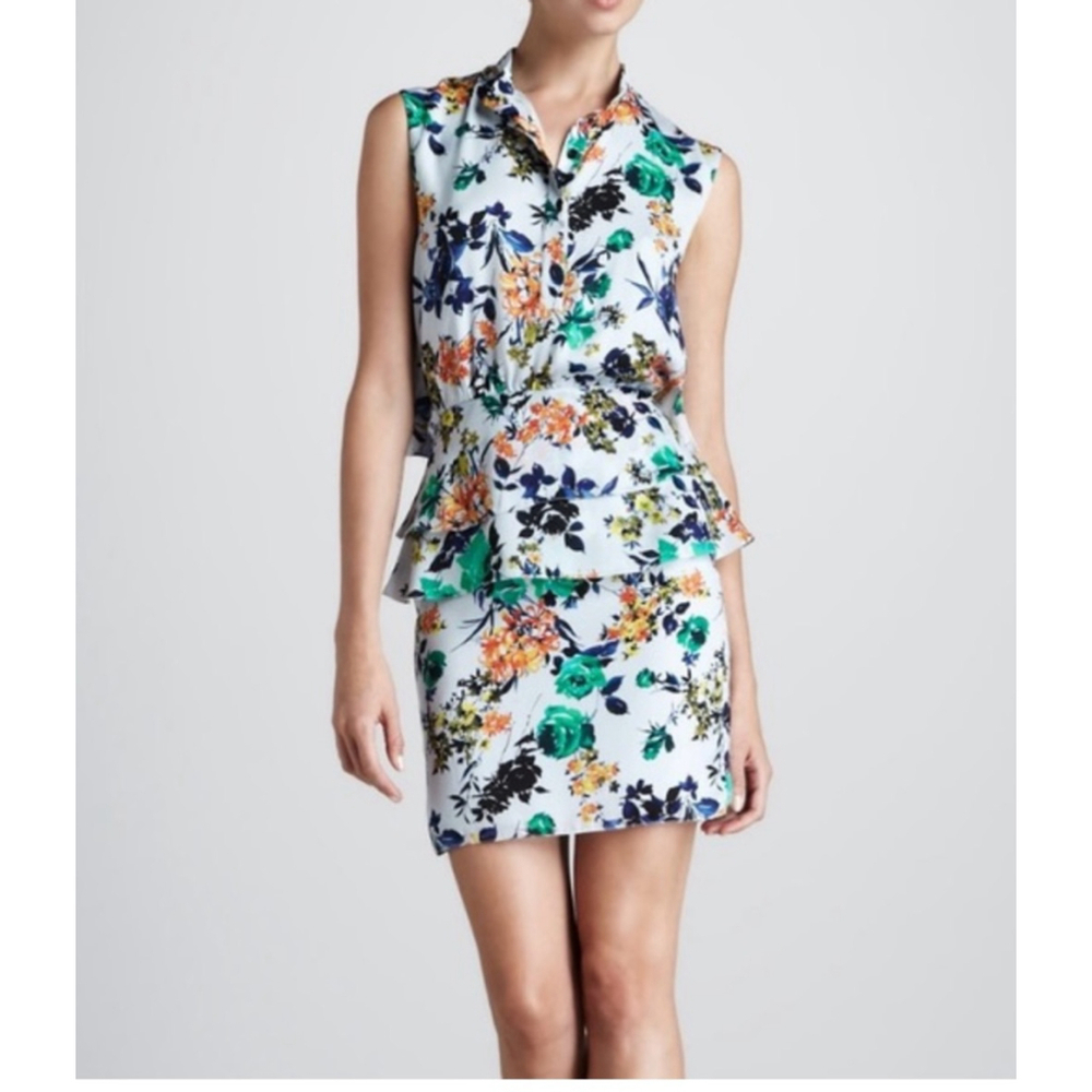 Sachin + Babi Coronado Blue Floral Peplum Mini Dress Size 2